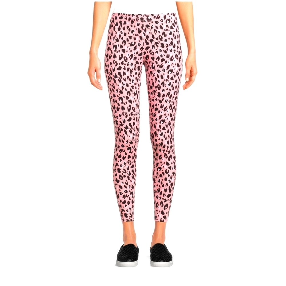 No Boundaries NWT High Rise Ankle Leggings Pink Black Leopard Animal Print Large